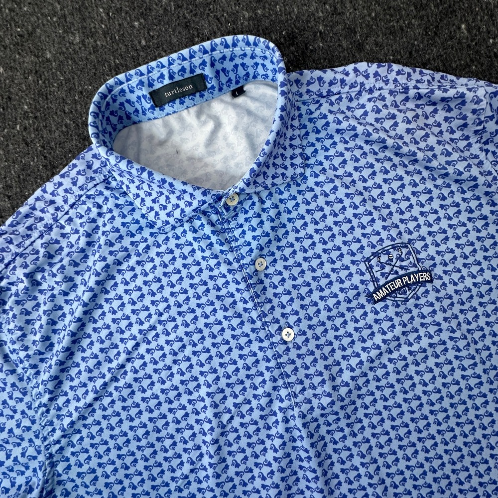 Turtleson Polo Shirt Mens Large Blue Amateur Players Golf Performance Stretch